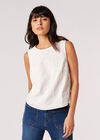 Tropical Embroidered Tank Top, White, large