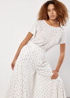 Foil Speckle Flowy Trousers, White, large
