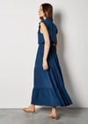V-Neck Ruffle Tiered Maxi Dress, Blue, large
