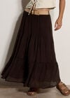 Tiered Midi Skirt, Brown, large