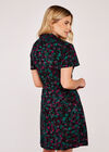 Abstract Print Button Dress, Black, large