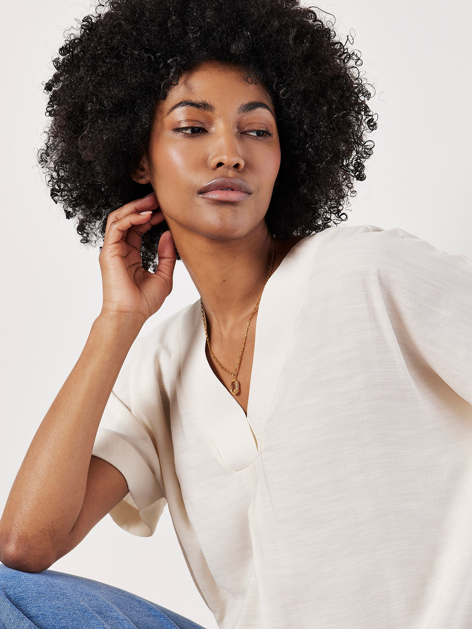 Pleat Detail V-Neck Top | Apricot Clothing