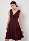 Metallic Pleat Skater Mini Dress, Burgundy, large