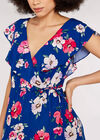 Floral Wrap Midi Dress, Blue, large