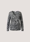 Leopard Print Lightweight Ribbed Jumper, Light Grey, large