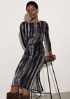 Painterly Stripe Knitted Midi Dress, Grey, large