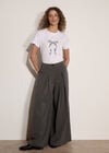 Wide-Leg Pleat Pinstripe Trousers, Grey, large