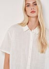 Linen Blend Boxy Shirt, Cream, large