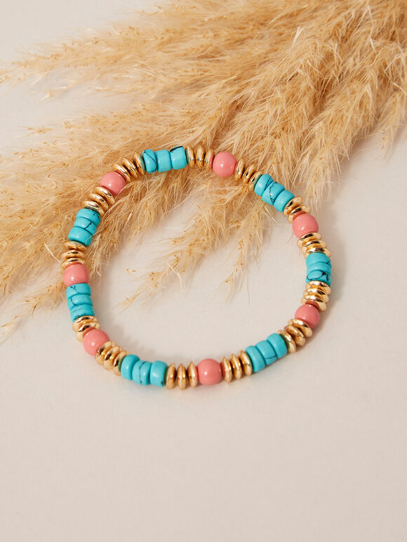 Turquoise Gold Bead Bracelet, Assorted, large