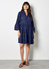 Broderie Anglaise Tiered Mini Dress, Navy, large