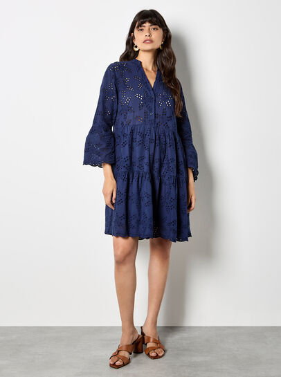 Broderie Anglaise Tiered Mini Dress
