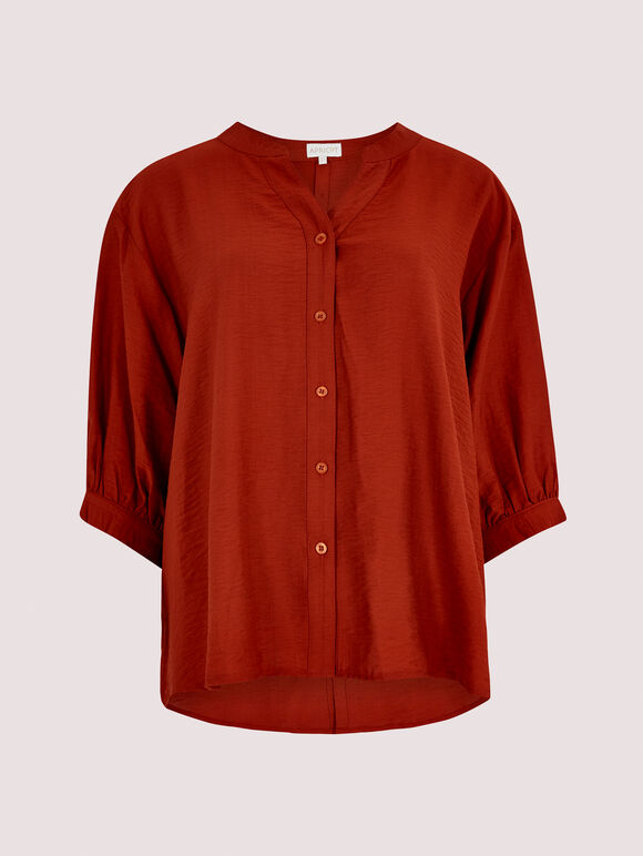 Textured High-Low Shirt, Rust, large
