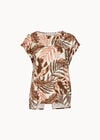 Tropical Leaf Woven T-Shirt, Brown, large