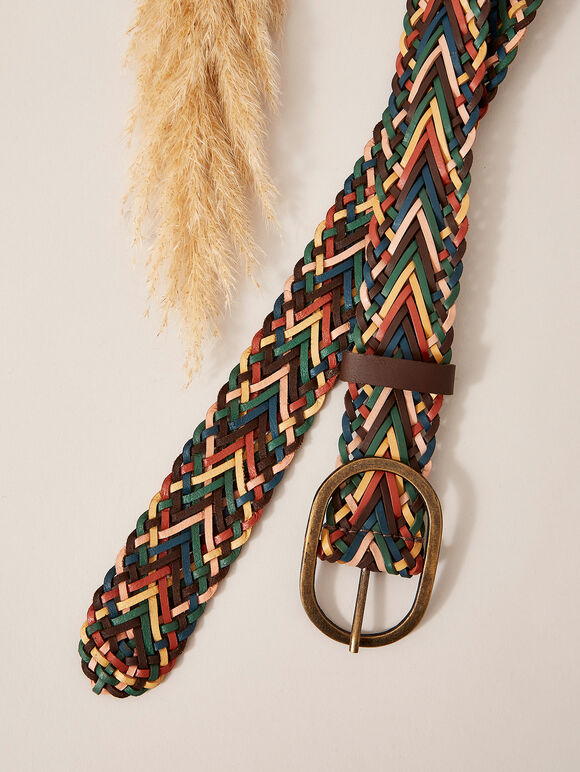 Multicoloured Braided Belt, Assorted, large