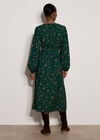 Vintage Floral Smocked Midi Dress, Pine Green, large