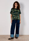 Abstract Brushstroke Woven Top, Green, large