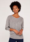 Heart Batwing Jumper, Grey, large