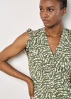Abstract Spot Ruffle Mini Dress, Green, large