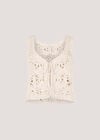 Floral Crochet Tie Front Waistcoat, Cream, large