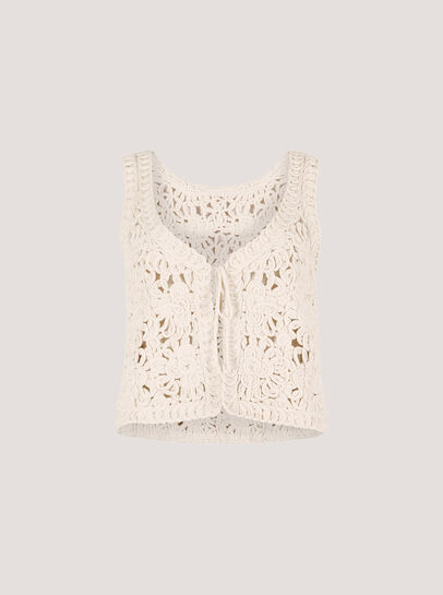 Floral Crochet Tie Front Waistcoat