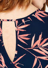 Tropical Leaf Crossover Back Top, Navy, large