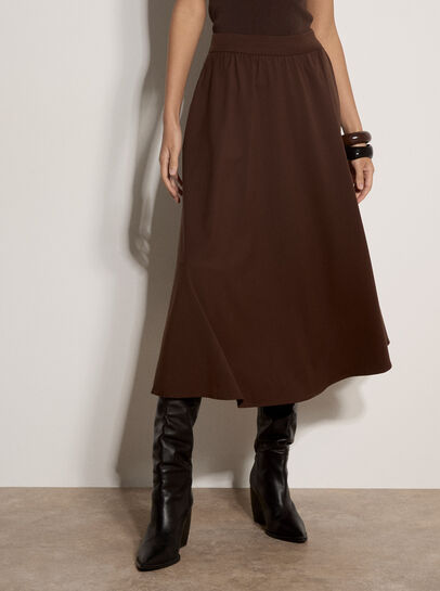 Brushed Twill A-Line Midi Skirt