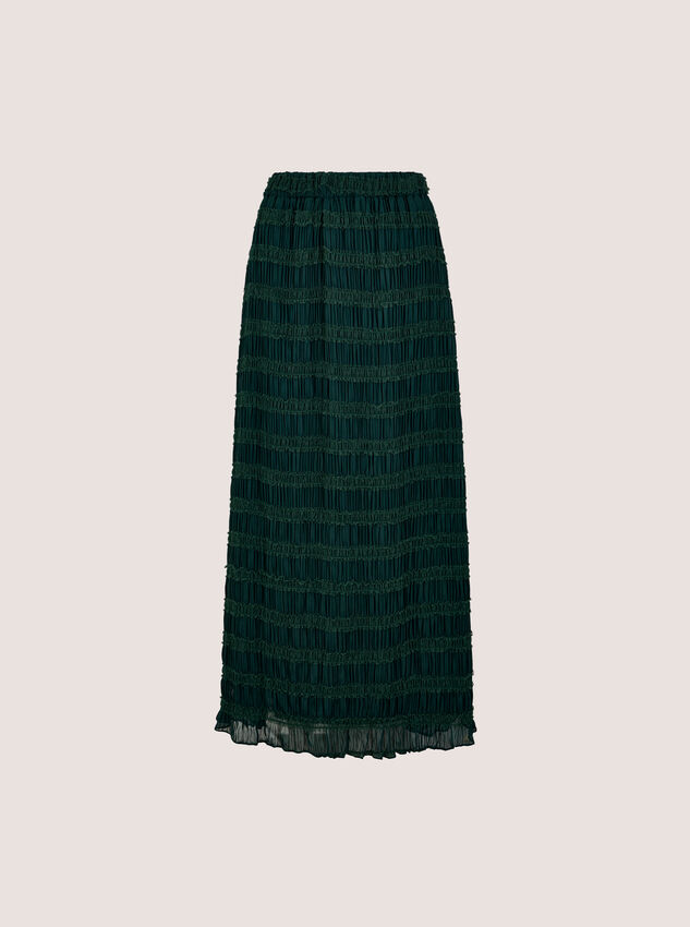 Ruched Chiffon Maxi Skirt, Green, large