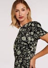Floral Smock Waist Dress, Black, large