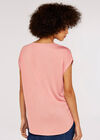 T-Shirt mit gebogenem Saum, Pink, groß