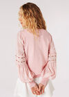 Contrast Crochet Sleeves Jumper, Pink, large