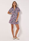 Painterly Floral Mini Dress, Navy, large