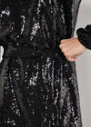 Sequin Shift Mini Dress, Black, large