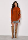 Oversized Chiffon Shirt, Rust, large