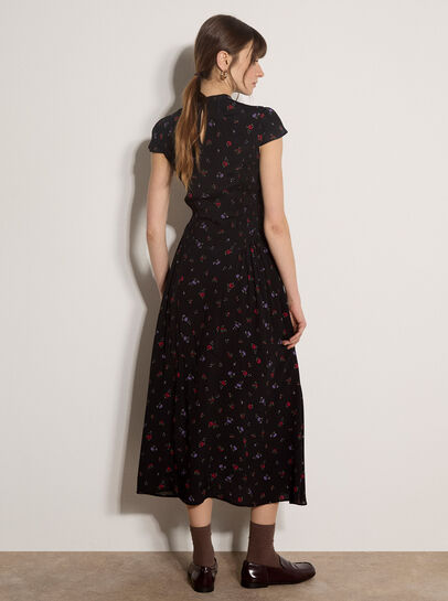 Floral Crepe Smocked Midi Dress