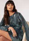Sequin Shift Mini Dress, Black, large