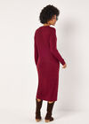 Ribbed Knit Midi Dress, Burgundy, large