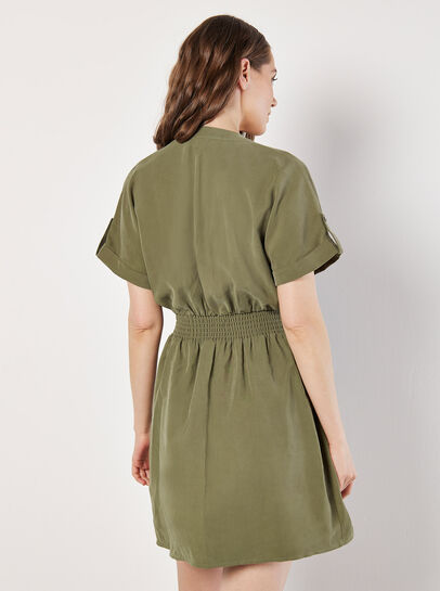 Zip-Down Utility Mini Dress