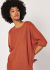 Soft-Touch Batwing Waffle Knit Top, Rust, large
