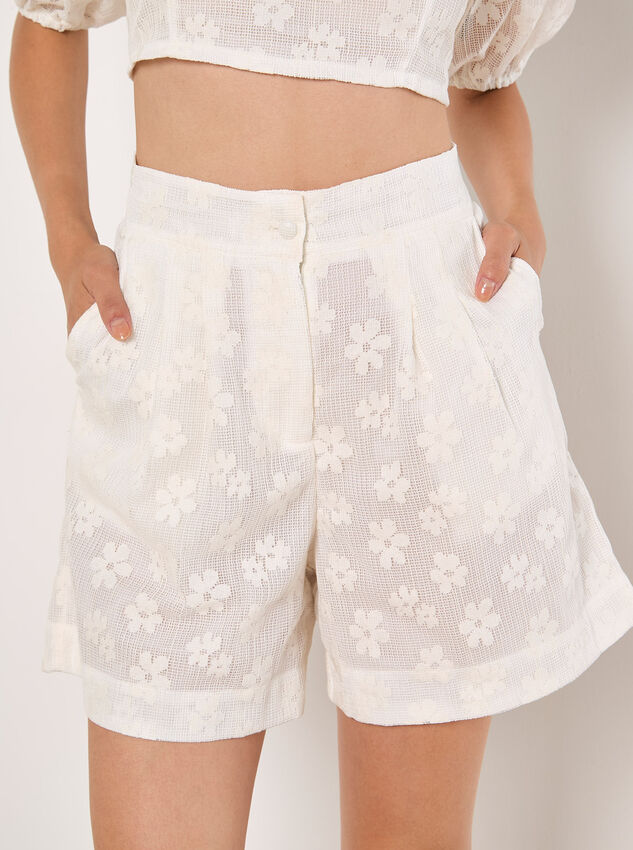 Daisy Mesh Shorts, Cream, large