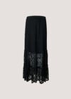 Cotton-Blend Lace Tiered Midi Skirt, Black, large