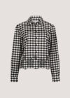 Gingham Embroidered Hem Shirt, Black, large
