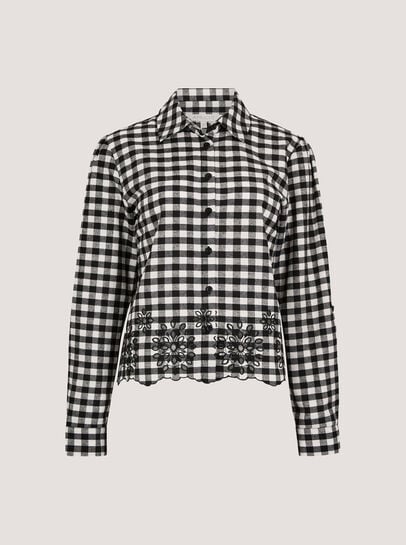 Gingham Embroidered Hem Shirt