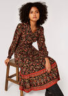 Ditsy Floral Paisley Midi Dress, Black, large