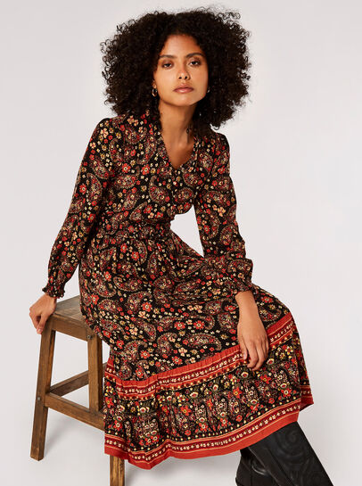 Ditsy Floral Paisley Midi Dress