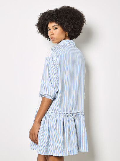Mix Stripe Shirt Mini Dress