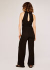 Waffle Halter Neck Jumpsuit, Black, large