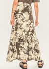 Tie Dye Ruffle Hem Maxi Skirt, Khaki, large