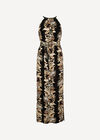 Tropical Leaf Halter Neck Maxi Dress, Black, large
