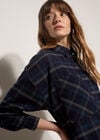 Oversized Check Print Shirt, Navy, large