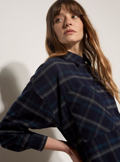 Oversized Check Print Shirt